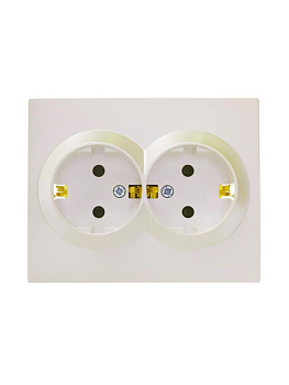 Розетка 2-м СП VESNA с заземл. со шторками ПБТ жемчужно-бел. перламутр LEZARD 742-3000-178B