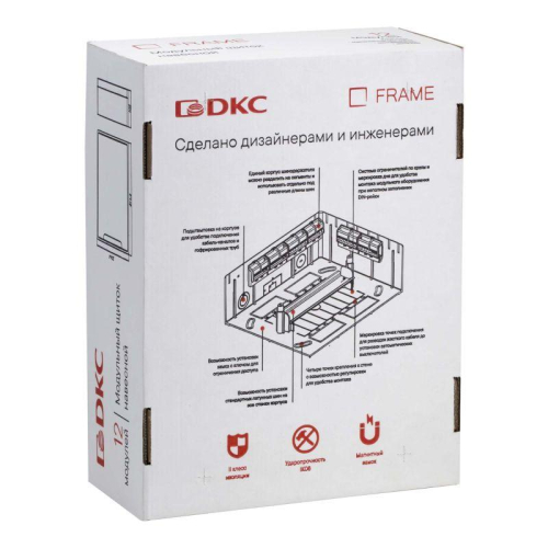 Щиток настенный 12мод. FRAME с тонированной дверцей с 2 шин PEN на 8+6 отверст. бел. DKC F12W1WD