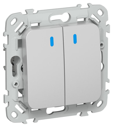 Выключатель 2-кл. СП FLITE ВС12-1-1-ФлА 10А с индикацией механизм алюм. IEK FI-V20-1-10-1-K47
