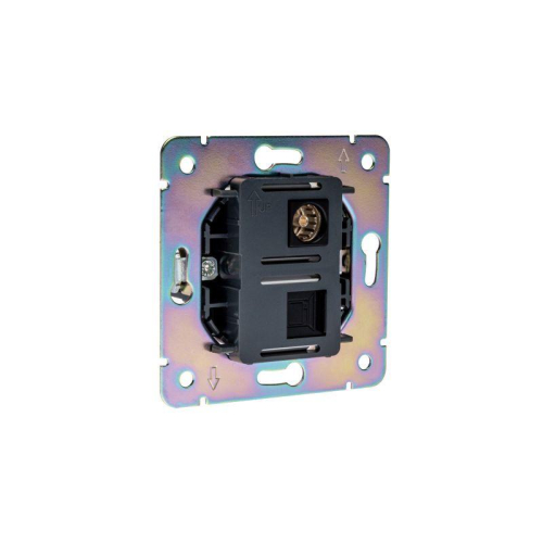 Розетка компьютерная + телевизионная СП STRONG MIELE RJ45 кат6 + TV антрацит Kranz KR-78-0722-5