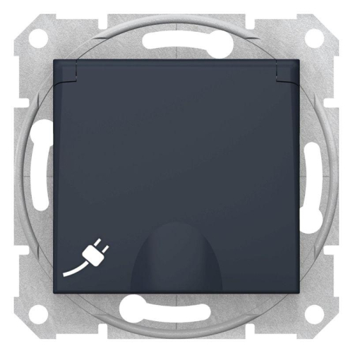 Механизм розетки 1-м СП Sedna 16А IP20 с заземл. быстрозажим. контакты защ. шторки с крышкой графит SchE SDN3100470