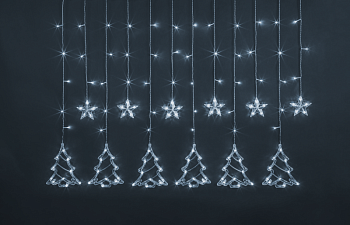 Гирлянда светодиодная "Бахрома" "Звезды и елочки" 95 124 NGF-D033-02 2.5х1м CW IP20 Navigator 95124
