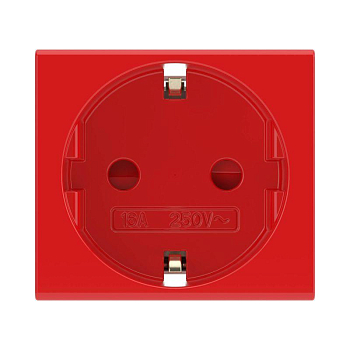Розетка 1-м 2мод. Viva 16А IP20 2P+E с заземл. защ. шторки красн. DKC 45015