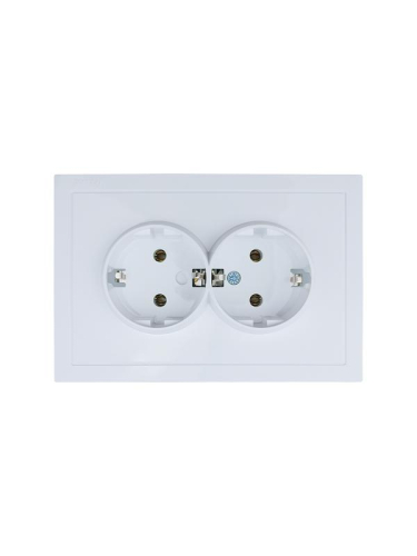 Розетка 2-мест. с/з СП ZIMA IP20 16А ПБТ безвинт. зажим бел. LEZARD 704-0200-127BQC