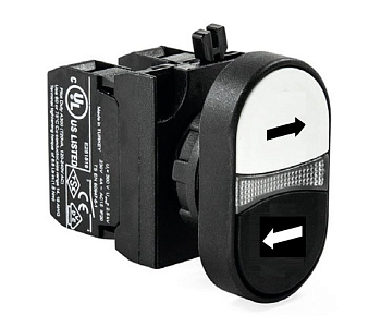 Кнопка сдвоенная (1НО+1НО) со стрелками "Влево-Вправо:(CP) черн./черн. EMAS CP101K20HHOK