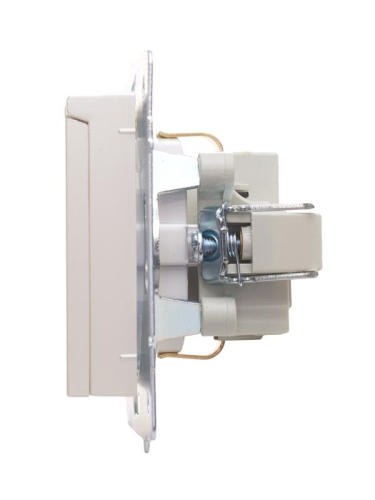 Розетка 1-м СП Vesna с заземл. с крышкой ПБТ механизм жемчуж./бел. перламутр LEZARD 742-3088-123B