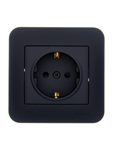 Розетка 1-м СП ASTI 16А IP20 с заземл. защ. шторки термопласт в сборе черн. бархат. LEZARD 7081-4242-124B