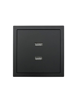 Розетка 1-м СП ZIMA IP20 + 2 USB разъем механизм черн. бархат LEZARD 704-4288-192