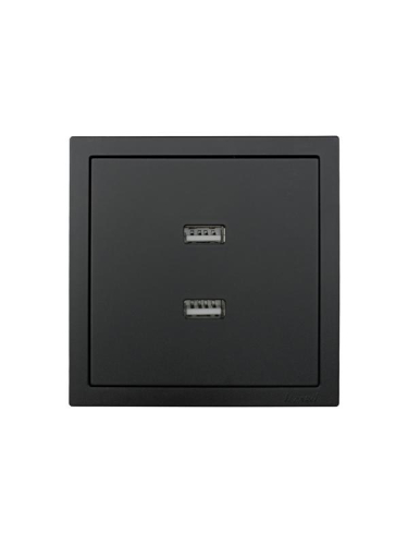 Розетка 1-м СП ZIMA IP20 + 2 USB разъем механизм черн. бархат LEZARD 704-4288-192
