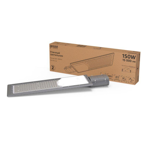 Светильник светодиодный Avenue G2 150Вт 3000К IP65 15000лм 190-250В 170х67х546мм уличный КСС "Ш" GAUSS 629534105