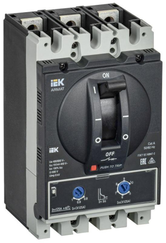 Выключатель автоматический в литом корпусе 3п D 150кА 125А расцепитель термомагнитный регулируемый ARMAT IEK AR-MCCB-3D-150-0125A-ATUC