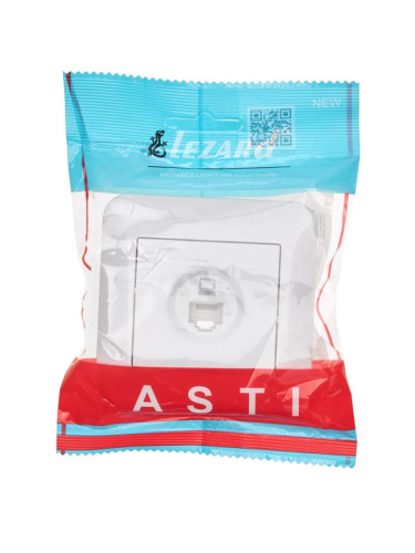 Розетка компьютерная 1-м СП ASTI IP20 RJ45 в сборе Cat 5e бел. LEZARD 7081-0202-139