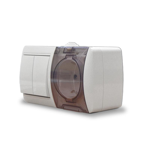 Блок ОП Клио 2-кл. выкл. 10А + розетка 1-м 16А 250В с заземл. с прозр. крышкой бел. Universal К2239