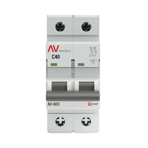 Выключатель автоматический модульный 2п C 40А 6кА AV-6 AVERES EKF mcb6-DC-2-40C-av