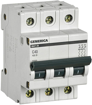 Выключатель автоматический модульный 3п C 40А 4.5кА ВА47-29 GENERICA MVA25-3-040-C