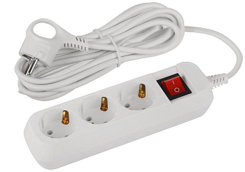 Удлинитель электрический UDL-10-350-ES Greenline 3 розетки с заземлением с выключателем 5м ПВС 3х0.75кв.мм Эра Б0065080