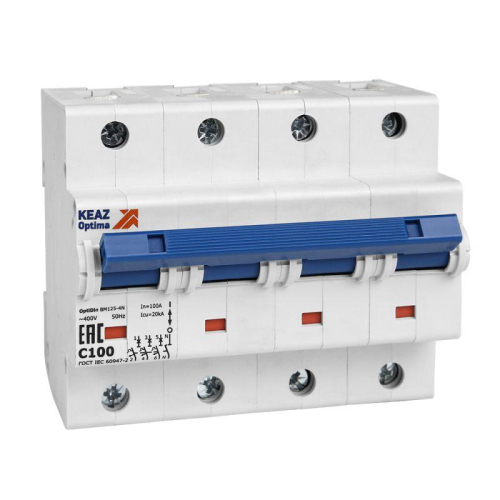 Выключатель автоматический модульный 4п C 125А 10кА OptiDin BM125 4NC125 8ln ОМ4 РЕГ КЭАЗ 298904