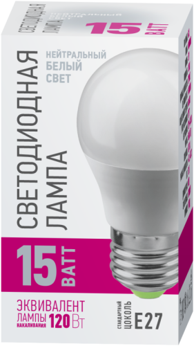 Лампа светодиодная 90 438 OLL-G45-15-230-4K-E27-PROMO 15Вт шар 4000К E27 220-240В ОНЛАЙТ 90438