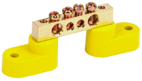 Шина PE "земля" ШНИ-6х9-4-У2-Ж на двух угловых изоляторах IEK YNN10-69-4C2-K05