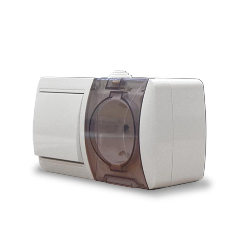 Блок ОП Клио 1-кл. выкл. 10А + розетка 1-м 16А 250В с заземл. с прозр. крышкой бел. Universal К2237