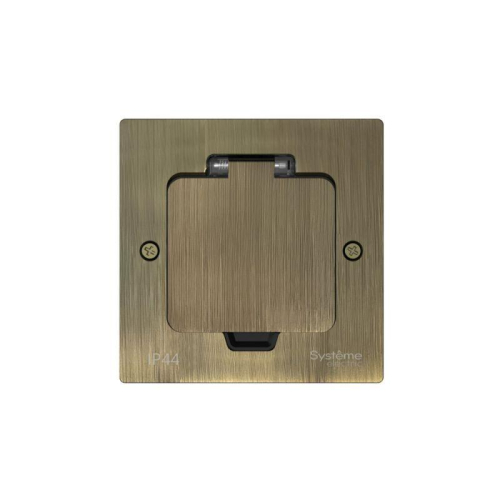 Лючок MultiDesk MDK20 на 2мод. IP44 с монтажной коробкой для стены фальшпола стола античная латунь SE MDK20102BA