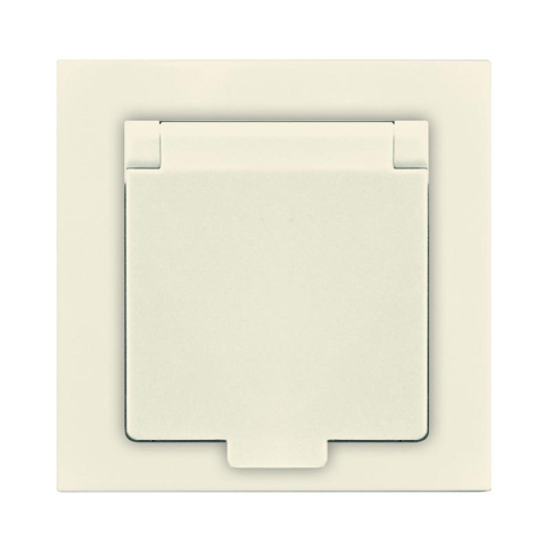 Розетка 1-м СП Афина 16А IP20 с заземл. с крышкой в сборе сл. кость (ivory) Universal A0029-I