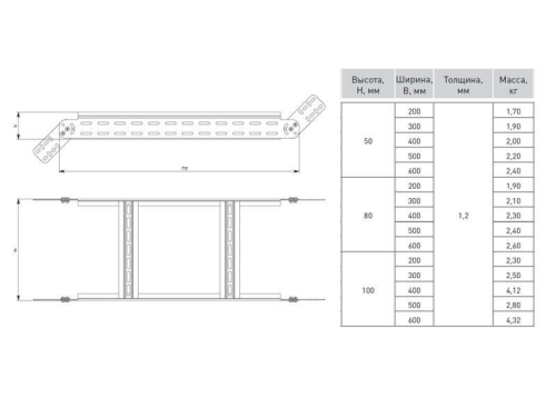 Угол для лотка вертикальный шарнирный 80х300мм HDZ EKF vlt80300-HDZ