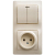 Блок комбинированный GLOSSA розетка + выкл. 2-кл. с подсвет. беж. SchE GSL000273