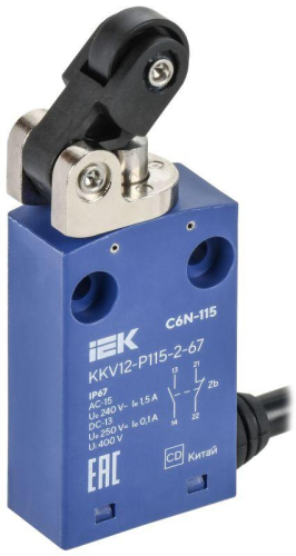 Выключатель концевой C6N-115 толк. с рыч. рол. лев. IP67 IEK KKV12-P115-2-67