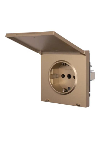 Розетка 1-мест. с/з с крышкой ПБТ СП ZIMA IP20 16А безвинт. зажим зол. LEZARD 704-3688-123BQC