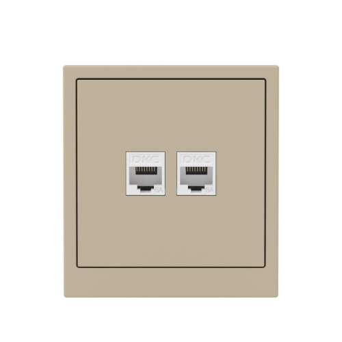 Розетка компьютерная 2-м KANT RJ45 кат.6A без шторки ванильн. марципан DKC 7015674