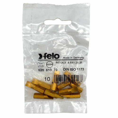 Бита плоская шлицевая TiN 6.5х1.2х25 (уп.10шт) FELO 02061070
