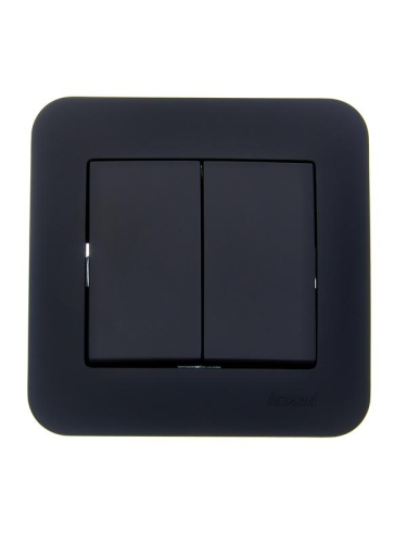 Выключатель 2-кл. 1п СП ASTI 10А IP20 в сборе черн. бархат LEZARD 7081-4242-101