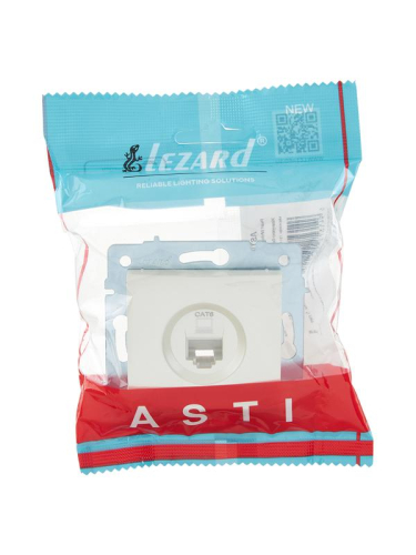 Розетка компьютерная 1-м СП ASTI IP20 RJ45 механизм Cat 6e жемчуж./бел. перламутр. LEZARD 7081-3088-140