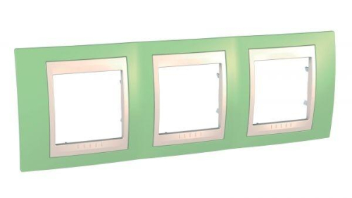Рамка 3-м Unica Хамелеон горизонт. зел. яблоко/беж. SchE MGU6.006.563
