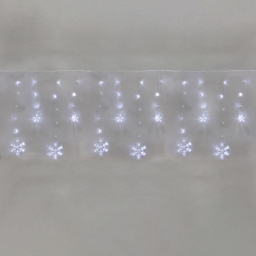 Гирлянда "Бахрома" со снежинками 2.4х0.9м 150 LED с контроллером 8 режимов 230В бел. Neon-Night 255-075