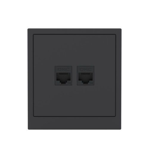 Розетка компьютерная 2-м KANT RJ45 кат.5E без шторки черн. уголь DKC 7012664