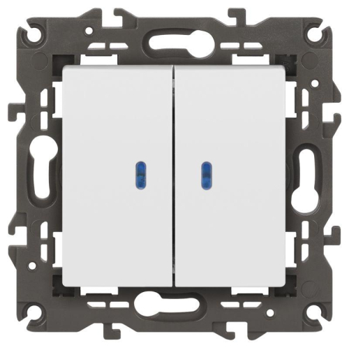 Выключатель ЭРА Elegance 14-1105-01М двойной с подсветкой 10АХ-250В матов. бел. Эра Б0065807