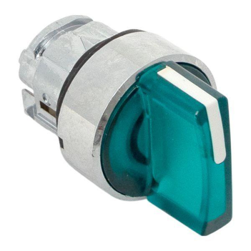 Механизм переключателя исполнительный ХB4 зел. на 3 положения возвратный без фиксации с подсветкой с короткой ручк IP65 EKF XB4BD3L-G-65