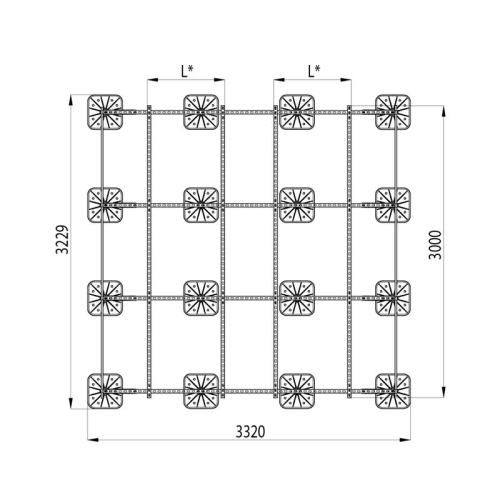 Конструкция опорная для установки оборудования TECHNORAPTOR FOOT 3000х3000 KM-TR-F-SSEI-3000-3000 КМ TR0057