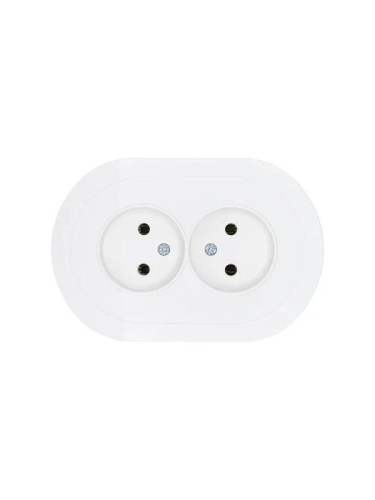 Розетка 2-м СП OSEN без заземл. ПБТ круглая бел. LEZARD 744-0200-128B