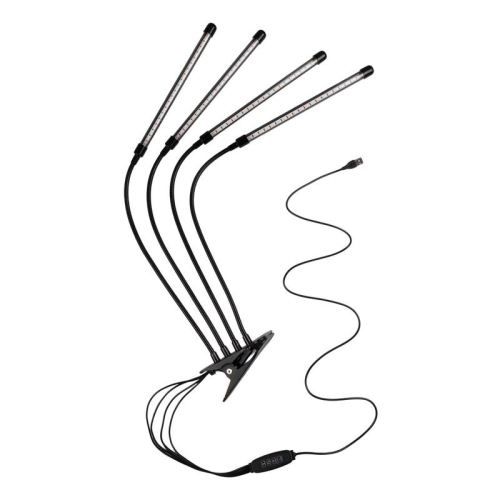 Светильник светодиодный «КРИСТАЛЛ» CTL2-USB-bl Agro для растений спектр 4 плафона по 10Вт на прищепке пульт на шнуре IP40 красн./син. ФАZА 5068810