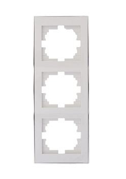 Рамка 3-м Rain вертикал. с хром. боковой вставкой бел. LEZARD 703-0225-153