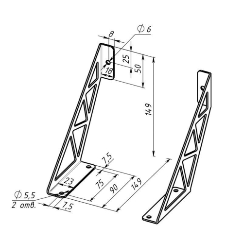 Кронштейн в стиле лофт для крепления полок настенный бел. Rexant 38-0681