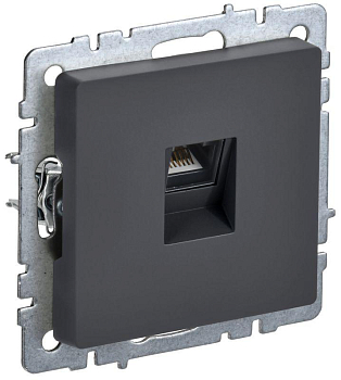 Розетка компьютерная СП RJ45 кат.6 BRITE РК11-БрГ механизм графит IEK BR-K10-2-K53