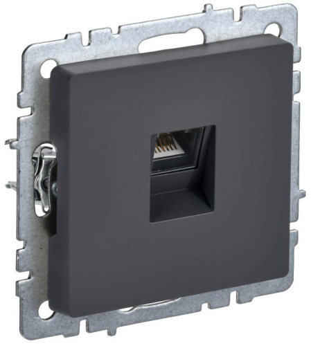 Розетка компьютерная СП RJ45 кат.6 BRITE РК11-БрГ механизм графит IEK BR-K10-2-K53