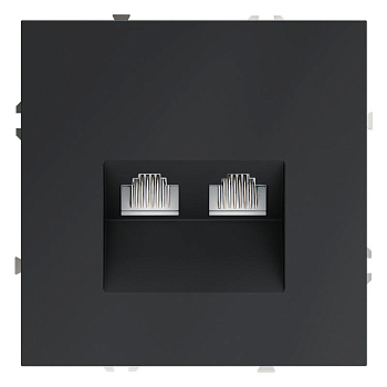 Розетка компьютерная 2-м СП S70 RJ45 + RJ45 кат.6 механизм графит Voltum VLS060207