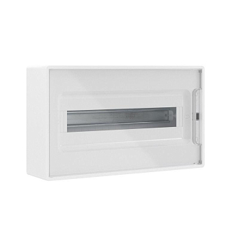 Щиток настенный 18мод. FRAME с прозр. дверцей с 2 шинами PEN на 8 и 10 отверст. бел. DKC F18W1WT