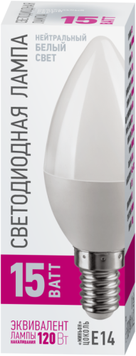 Лампа светодиодная 90 441 OLL-C37-15-230-4K-E14-PROMO 15Вт свеча 4000К E14 220-240В ОНЛАЙТ 90441