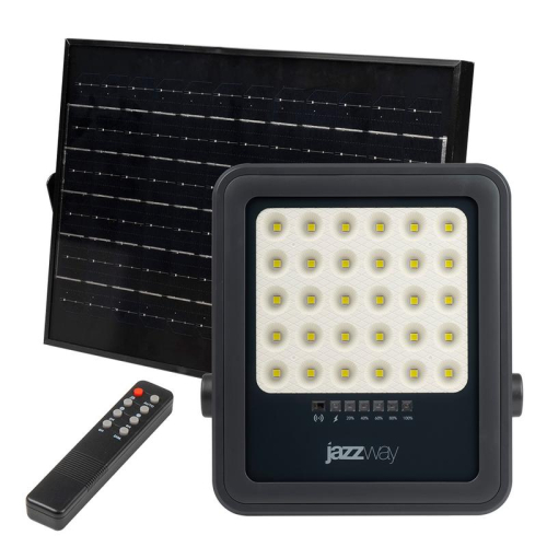 Прожектор светодиодный PFL SOLAR 02 100 6500К GR IP65 ДО с солнечн. панелью и пультом Pro+ JazzWay 5058477